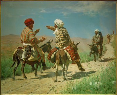 Mullah Ramin en Mullah Kerim in ruzie op weg naar... door Wassili W. Werestschagin