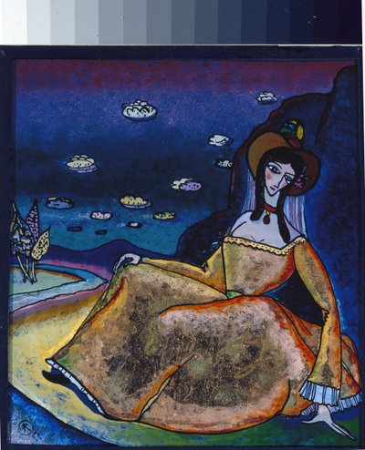 De dame in haar gouden jurk door Wassily Kandinsky