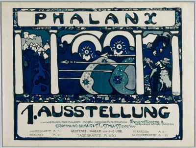 Poster voor de eerste tentoonstelling van de Phalanx door Wassily Kandinsky