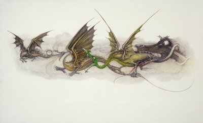 Grote draken eten kleine draken door Wayne Anderson