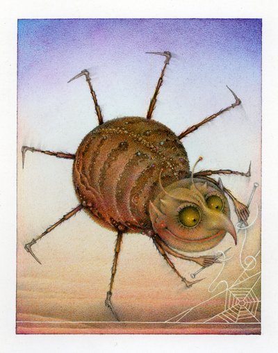 Spinnende spin, 2003 (gemengde techniek op karton) door Wayne Anderson