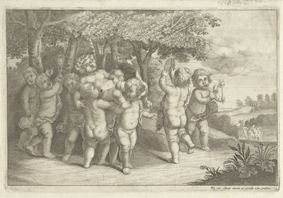 Musicerende en dansende jongetjes dragen een bacchant door Wenceslaus Hollar (rejected attribution)