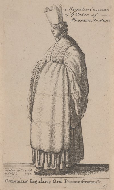Een reguliere kanunnik van de orde van Premonstratum door Wenceslaus Hollar