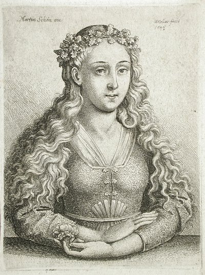 Buste van een vrouw door Wenceslaus Hollar