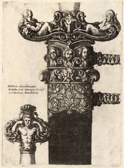 Dolk en schede, naar een tekening van Hans Holbein door Wenceslaus Hollar