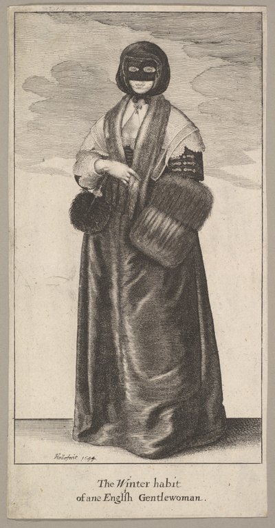 Engelse dame in winterkostuum De wintergewoonte van een Engelse dame, 1644 door Wenceslaus Hollar