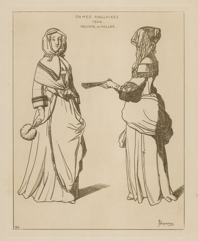 Engelse vrouwen, 1644 door Wenceslaus Hollar