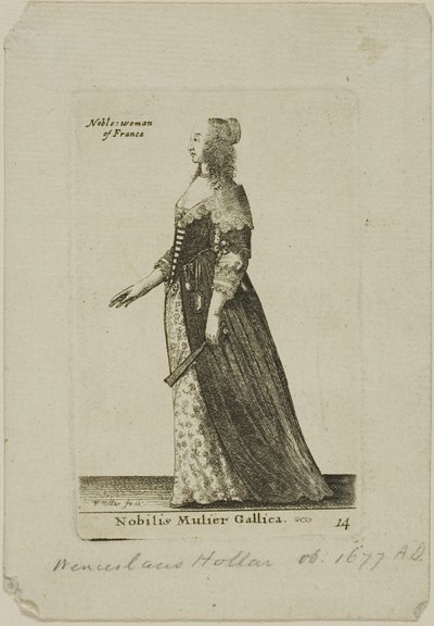 Franse Edelvrouw door Wenceslaus Hollar