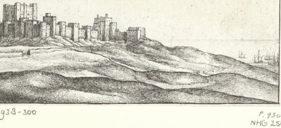 Gezicht op Dover Castle door Wenceslaus Hollar
