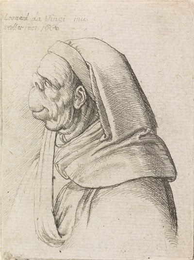 Grotesk Profiel van een Man met een Kap door Wenceslaus Hollar