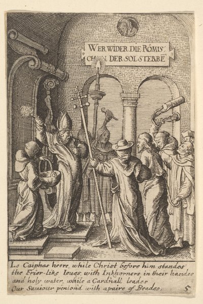 Jezus voor Kajafas door Wenceslaus Hollar