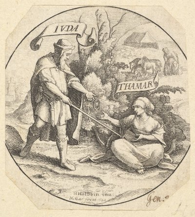 Juda en Tamar door Wenceslaus Hollar