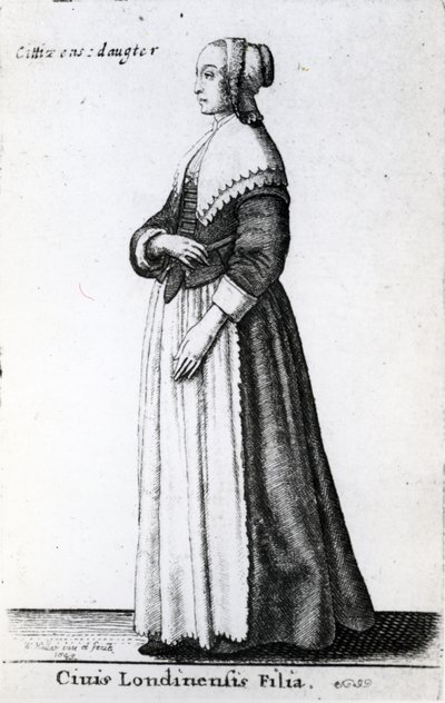 Dochter van een Londense burger, 1643 door Wenceslaus Hollar