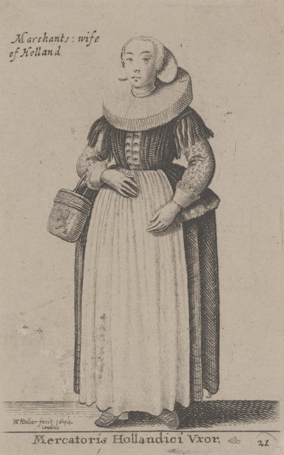 Koopmansvrouw van Holland (Mercatoris Hollandici Uxor) door Wenceslaus Hollar