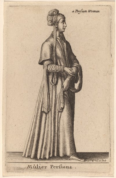 Perzische vrouw door Wenceslaus Hollar