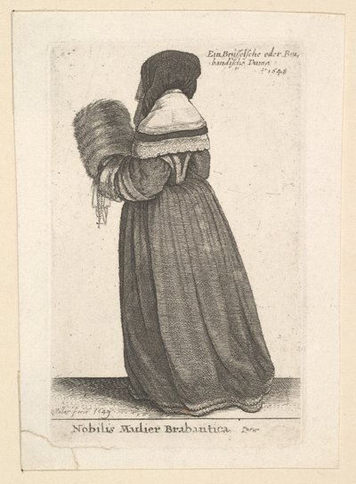 Nobilis Mulier Brabantica, edelvrouw uit Brabant door Wenceslaus Hollar