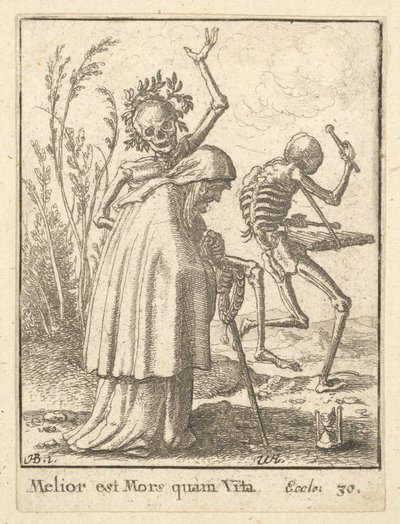 Oude vrouw, uit de Dans van de Dood door Wenceslaus Hollar