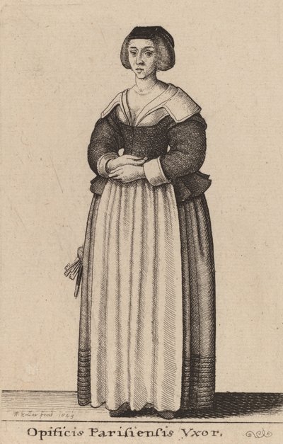 Vrouw van een Parijse ambachtsman, 1643 door Wenceslaus Hollar