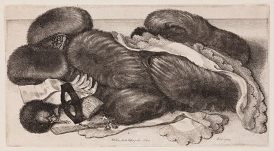 Collectie met mutsen, handschoenen en sjaals door Wenceslaus Hollar