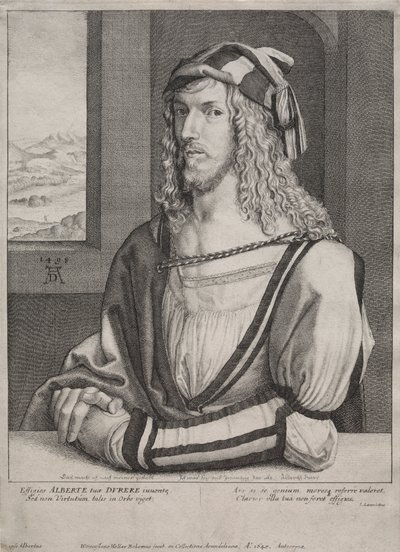 Portret van Albrecht Dürer, op 26-jarige leeftijd door Wenceslaus Hollar