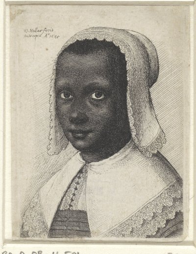 Portret van een jonge zwarte vrouw, 1645 door Wenceslaus Hollar
