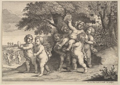 Zeven Jongens, 1625-77 door Wenceslaus Hollar