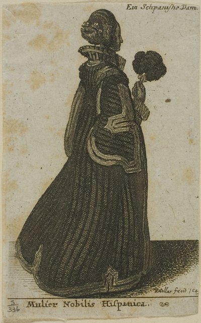 Spaanse edelvrouw door Wenceslaus Hollar