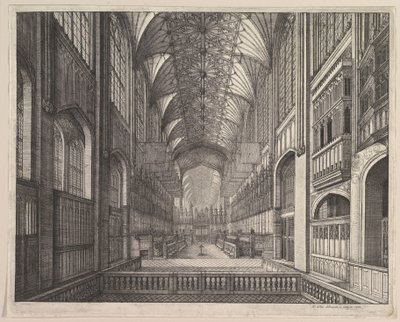 Koor van de Sint-Joriskapel, Windsor (uit "The Order of the Garter" van Elias Ashmole, 1672) door Wenceslaus Hollar