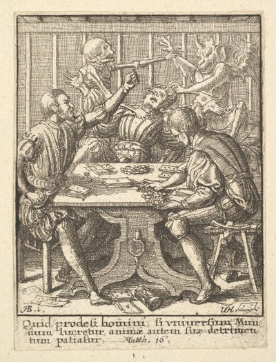 De Spelers, uit de Dans van de Dood door Wenceslaus Hollar