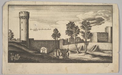 De Kuniberttoren bij Keulen kopie, 1625-77 door Wenceslaus Hollar