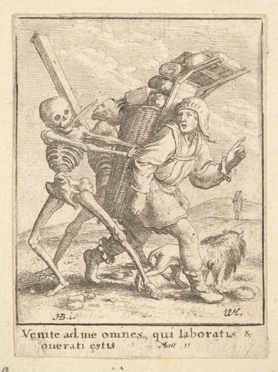 De Kramenverkoper, uit de Dans van de Dood door Wenceslaus Hollar