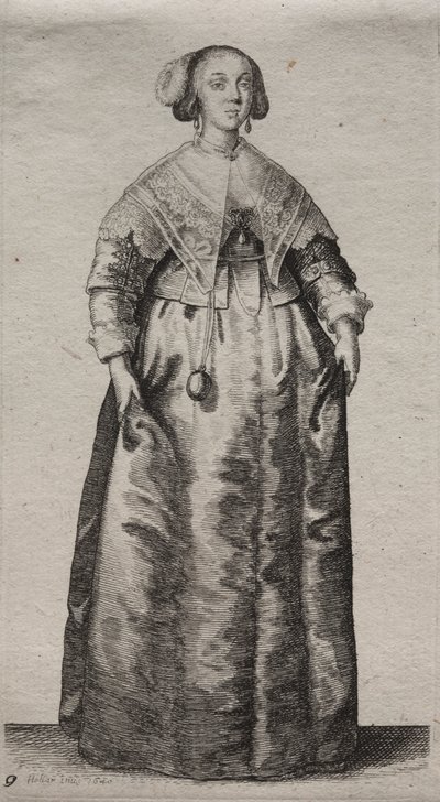 De verschillende gewoonten van Engelse vrouwen, van de adel tot de plattelandsvrouwen zoals ze in deze tijden zijn: De vrouw met een marmeren bol door Wenceslaus Hollar