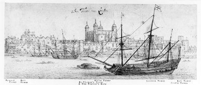 De Tower of London, ca.1637-41 (pen en inkt, grafiet en wc op papier) door Wenceslaus Hollar