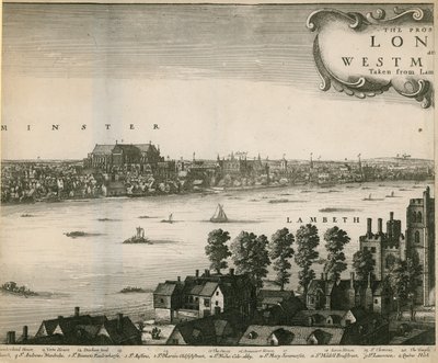 Het uitzicht op Londen en Westminster vanaf Lambeth door Wenceslaus Hollar