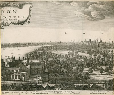 Het uitzicht op Londen en Westminster genomen vanuit Lambeth door Wenceslaus Hollar