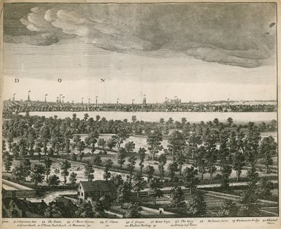 Het uitzicht op Londen en Westminster vanaf Lambeth door Wenceslaus Hollar