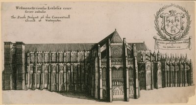 Het zuidelijke uitzicht van de Kloosterkerk van Westminster, Londen door Wenceslaus Hollar