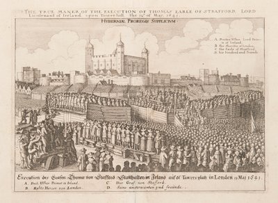 De ware manier van de executie van Thomas Graaf van Strafford, Lord Lieutenant van Ierland..., ca 1642 door Wenceslaus Hollar
