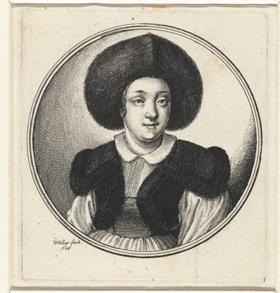 Vrouw met bontmuts door Wenceslaus Hollar