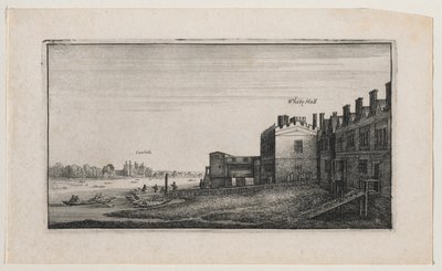 Whitehall vanaf de rivier, met Lambeth in de verte door Wenceslaus Hollar