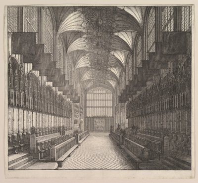 Windsor Castle, St. Georges Chapel, koor, 1663 door Wenceslaus Hollar
