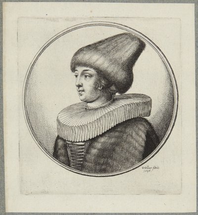 Vrouw met een puntige bontmuts door Wenceslaus Hollar