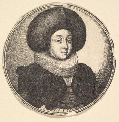 Vrouw met grote ronde bontmuts en kanten kraag, 1645 door Wenceslaus Hollar