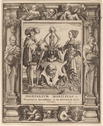 Doodswapen door Wenceslaus Hollar after Hans Holbein the Younger after Abraham van Diepenbeeck