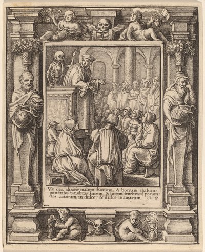 Prediker door Wenceslaus Hollar after Hans Holbein the Younger after Abraham van Diepenbeeck