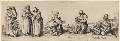 Zes Mannen en Vrouwen Bedelaars door Wenceslaus Hollar after Jacques Callot