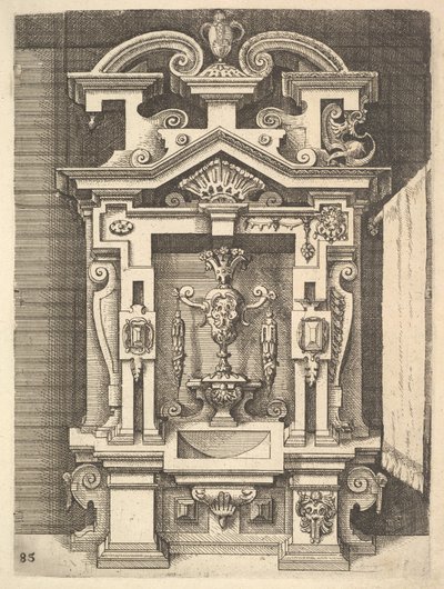 Ontwerp voor een lavabo, plaat 85 uit Dietterlins Architectura, 1598 door Wendel Dietterlin the Elder