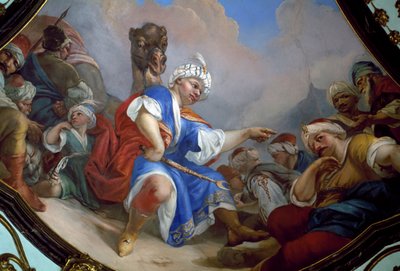 Fresco, grote zaal van Kasteel Ploskovice, Bohemen, Tsjechië door Wenzel Lorenz Reiner