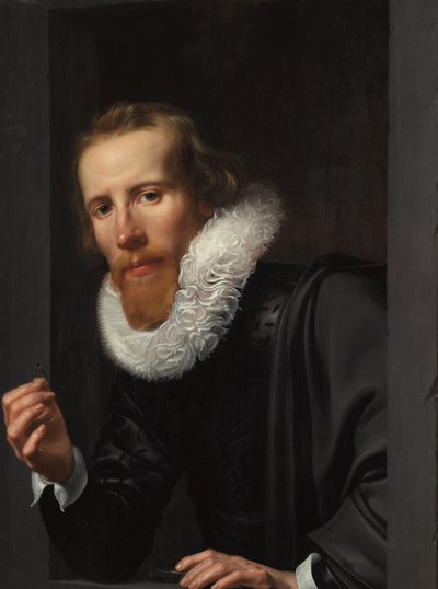 Portret van een goudsmid, waarschijnlijk Bartholomeus Jansz van Assendelft door Werner van den Valckert (signed by artist)