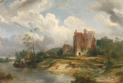 Rivierlandschap met ruïne door Wijnand Nuijen